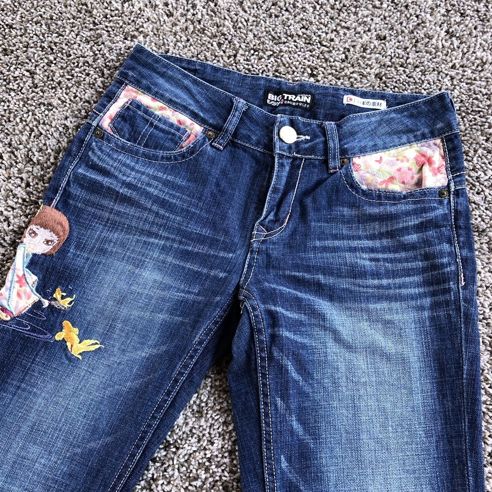 Vintage Big Train Japan Osaka Cropped Jean (28x23) Embroidered Made In Japan Y2K - Picture 2 of 10